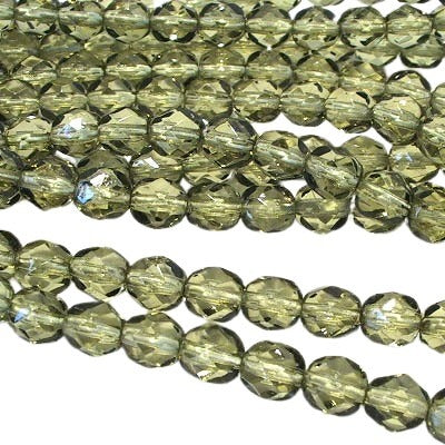 Fire Polish Faceted Round - 6mm - Khaki (30)