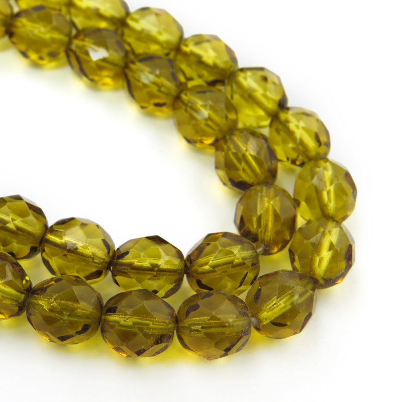 Fire Polish Faceted Round - 8mm - Khaki (25)