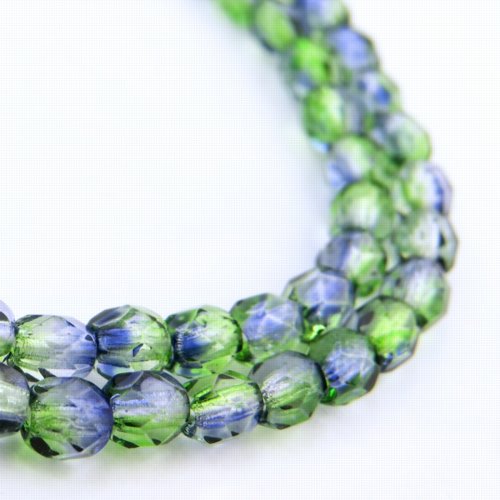 Fire Polish Faceted Round - 4mm - Calm in the Garden (strand)