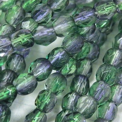 Fire Polish Faceted Round - 4mm - Calm in the Garden (strand)