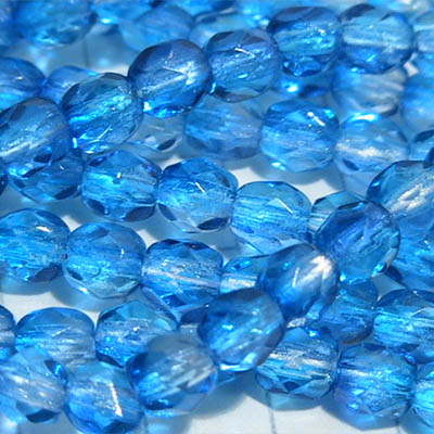 Fire Polish Faceted Round - 4mm - Blue on Blue (strand)