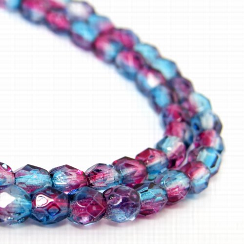 Fire Polish Faceted Round - 4mm - New Orleans Night (50)