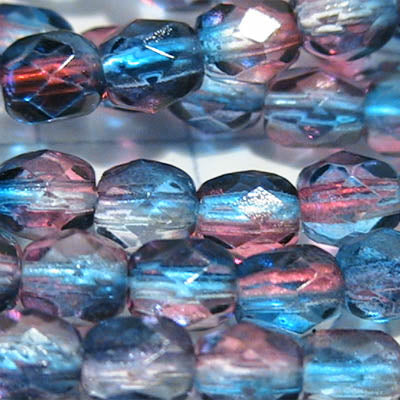 Fire Polish Faceted Round - 4mm - New Orleans Night (50)