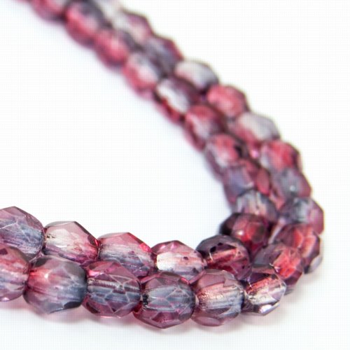 Fire Polish Faceted Round - 4mm - Doves and Roses (50)