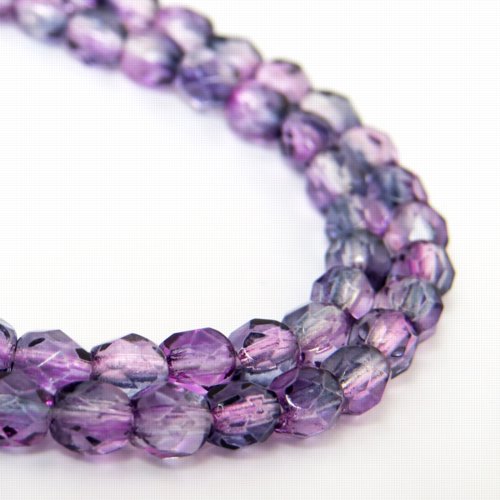 Fire Polish Faceted Round - 4mm - Old Lavendar (strand)