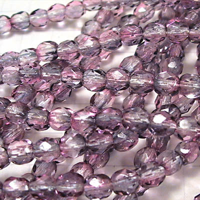 Fire Polish Faceted Round - 4mm - Old Lavendar (strand)