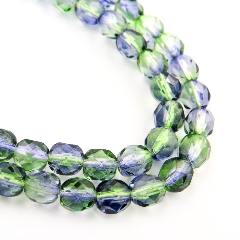 Fire Polish Faceted Round - 6mm - Calm in the Garden (25)