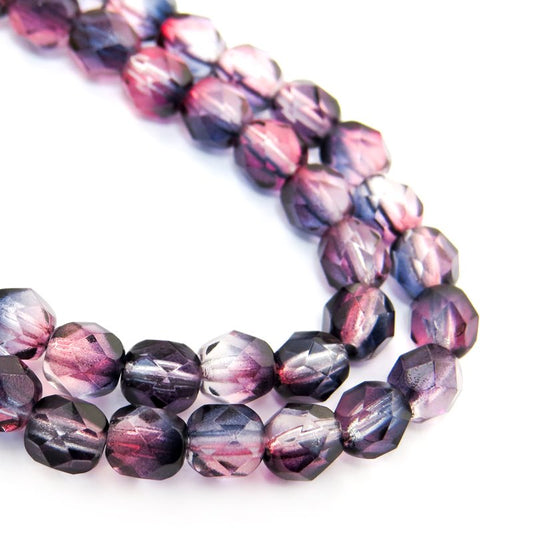 Fire Polish Faceted Round - 6mm - Doves and Roses (strand)
