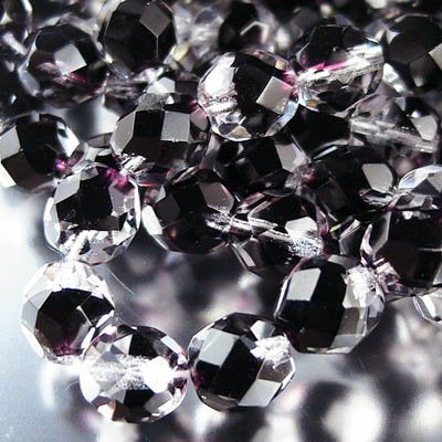 Fire Polish Faceted Round - 8mm - Black Currant Martini (strand 25)