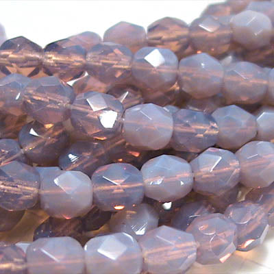 Fire Polish Faceted Round - 6mm - Light Grey Opal (25)