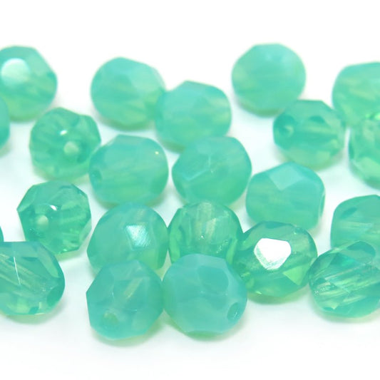 Fire Polish Faceted Round - 6mm - Jade Opal (25)