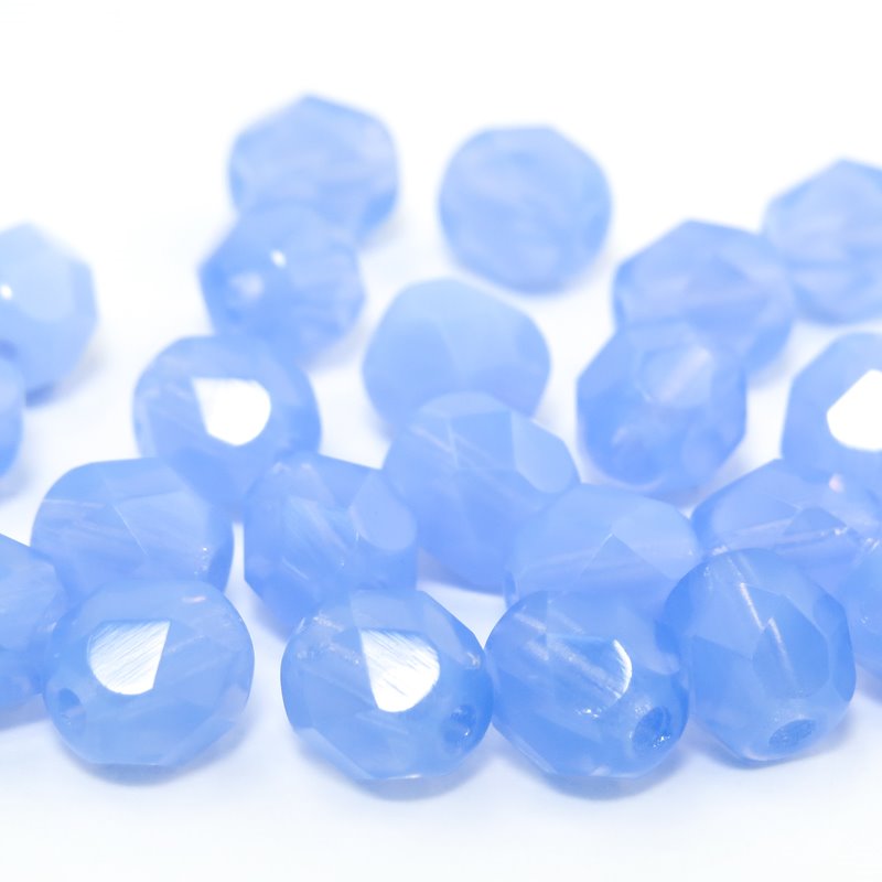Fire Polish Faceted Round - 6mm - Sky Blue Opal (25)
