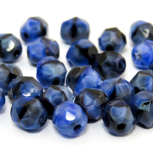 Fire Polish Faceted Round - 6mm - Lapis (Pack)