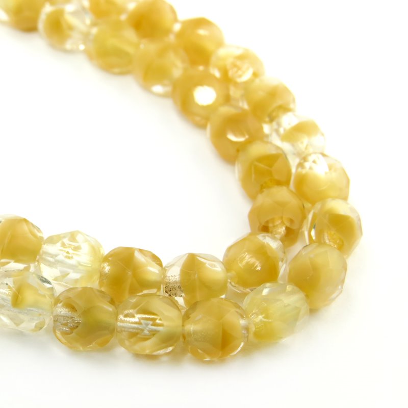 Fire Polish Faceted Round - 6mm - Butterscotch Silk (25)