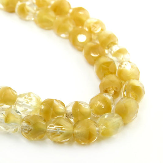 Fire Polish Faceted Round - 6mm - Butterscotch Silk (25)