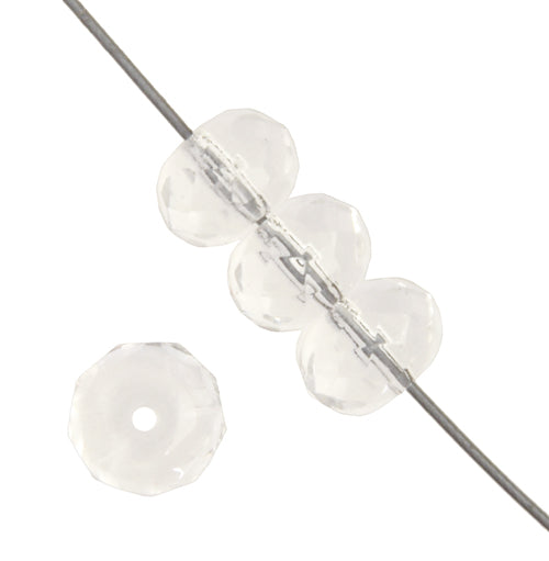 Fire Polish - 9mm - Faceted Donut Rondelles - Crystal (strand)