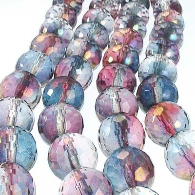 Fire Polish Rich Cut Round - 12mm - Crystal Grey