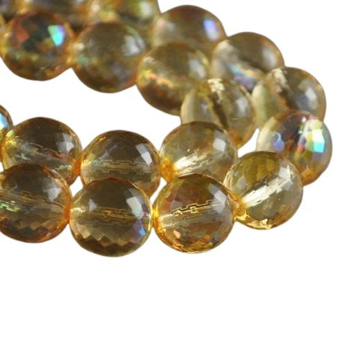 Fire Polish Rich Cut Round - 12mm - Honey Lemon AB