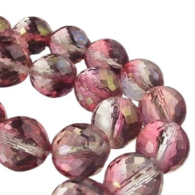 Fire Polish Rich Cut Round - 14mm - Crystal Pink