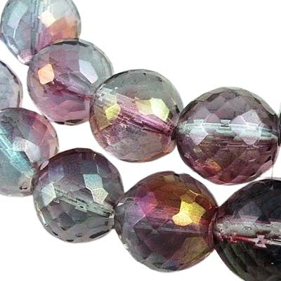 Fire Polish Rich Cut Round - 14mm - Crystal Grey