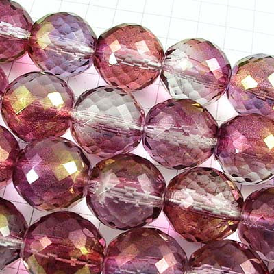 Fire Polish Rich Cut Round - 14mm - Crystal Purple