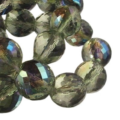 Fire Polish Rich Cut Round - 14mm - Green AB