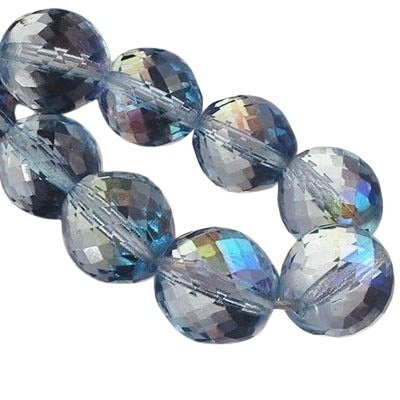 Fire Polish Rich Cut Round - 14mm - Blue AB