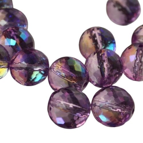 Fire Polish Rich Cut Round - 14mm - Lilac AB