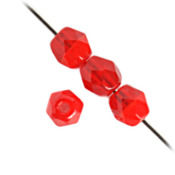 Fire Polish Faceted Round - 4mm - Red Opal (Pack)