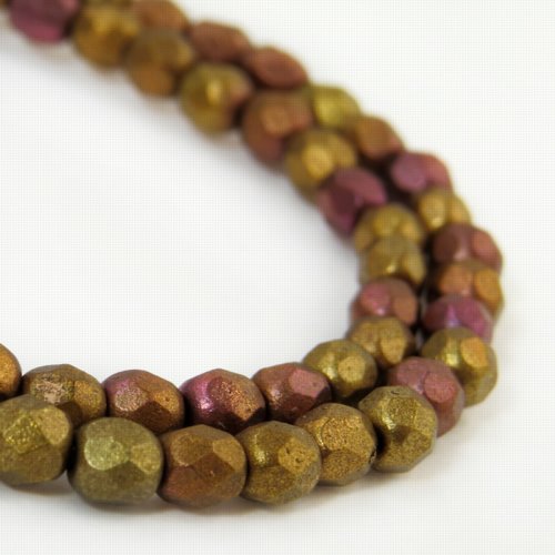 Fire Polish Faceted Round - 4mm - Multi Metallic (strand)
