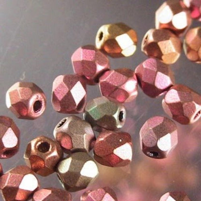 Fire Polish Faceted Round - 4mm - Multi Metallic (strand)