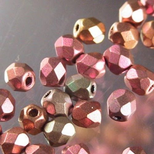 Fire Polish Faceted Round - 4mm - Multi Metallic (strand)