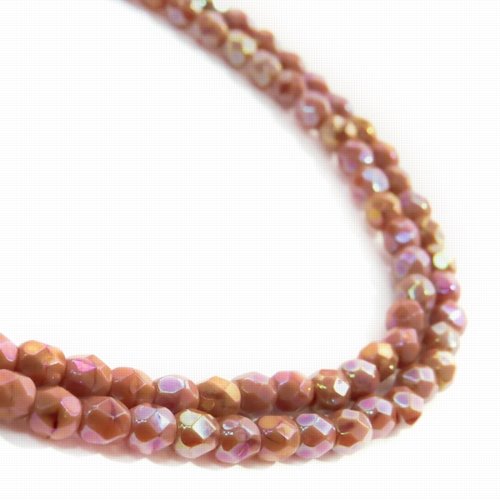 Fire Polish Faceted Round - 4mm - Carnelian Iris (strand)