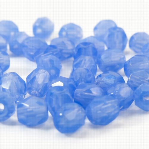 Fire Polish Faceted Round - 4mm - Blue Opal (Approx 50pcs)