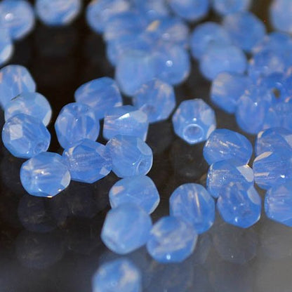 Fire Polish Faceted Round - 4mm - Blue Opal (Approx 50pcs)