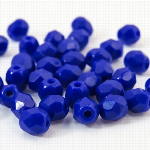 Fire Polish Faceted Round - 4mm - Opaque Lapis Blue (50)