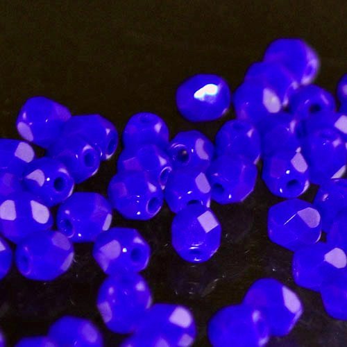 Fire Polish Faceted Round - 4mm - Opaque Lapis Blue (50)