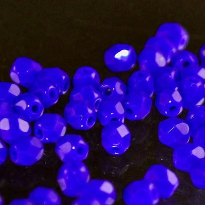 Fire Polish Faceted Round - 4mm - Opaque Lapis Blue (50)