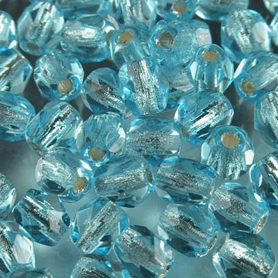 Fire Polish Faceted Round - 4mm - Silver Lined Aqua (pack)