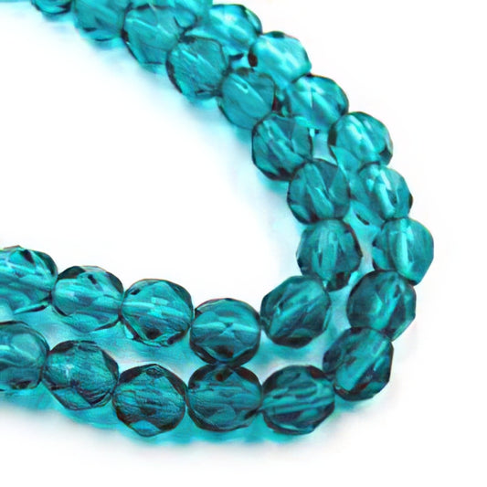 Fire Polish Faceted Round - 6mm - Capri (strand)