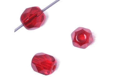 Fire Polish Faceted Round - 6mm - Siam Ruby (25)