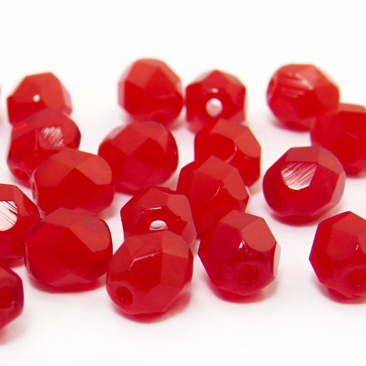 Fire Polish Faceted Round - 6mm - Ruby Opal (25)