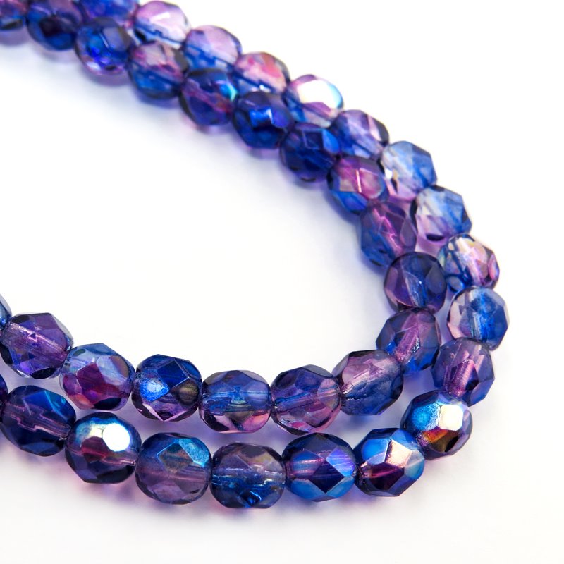 Fire Polish Faceted Round - 6mm - Lavendar Azure Amore AB (29)