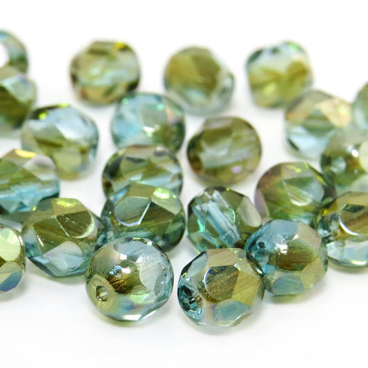 Fire Polish Faceted Round - 6mm - Light Aqua Celsian (25)