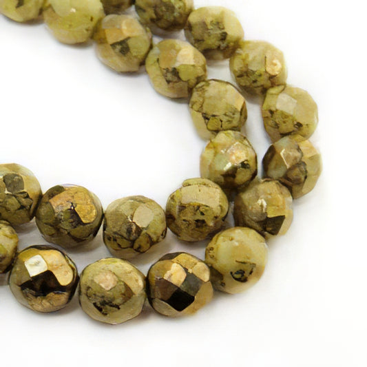 Fire Polish Faceted Round - 8mm - Gilded Velum (strand)