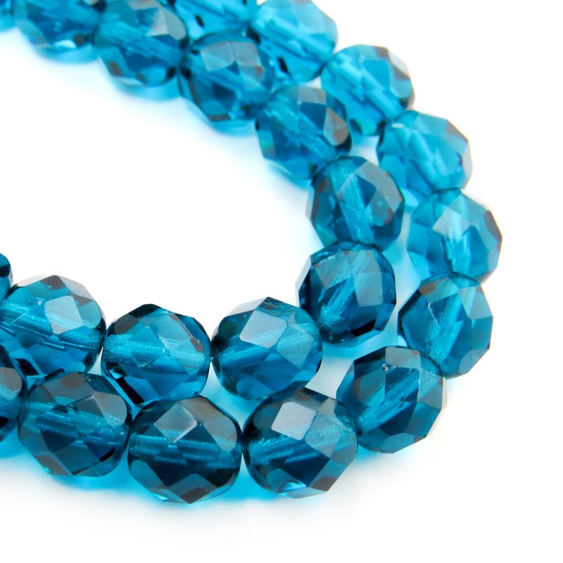 Fire Polish Faceted Round - 8mm - Blue Zircon (strand)