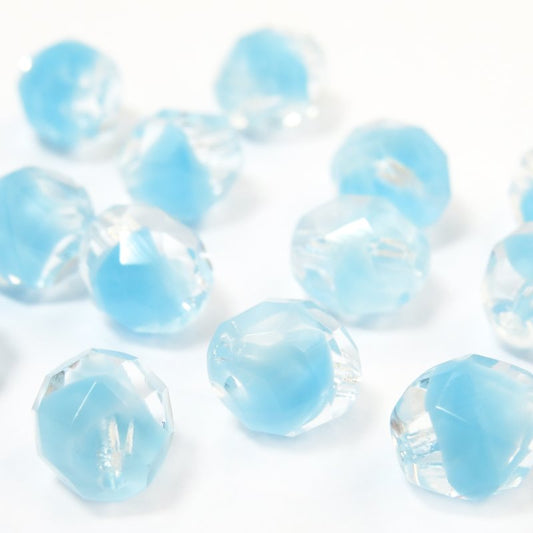 Fire Polish Faceted Round - 8mm - Blue Turquoise Givre (25)