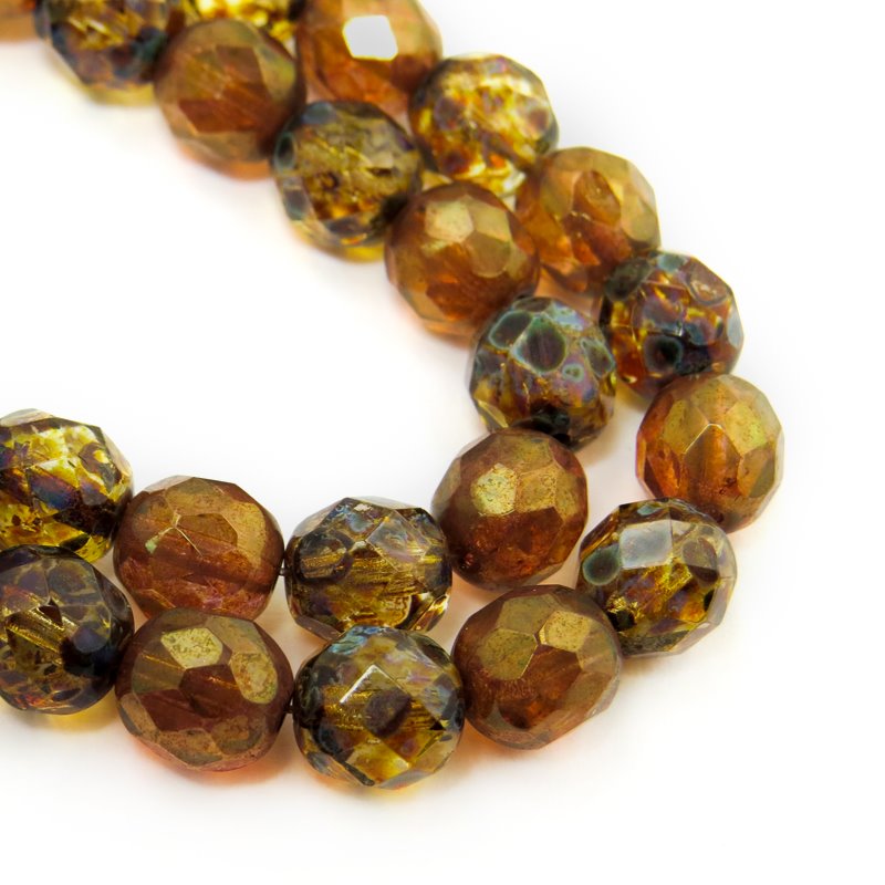 Fire Polish Faceted Round - 8mm - Secret Attic Mix (strand)
