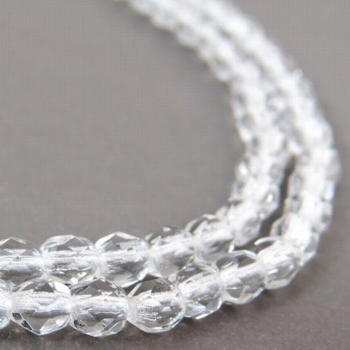 Fire Polish Faceted Round - 4mm - Crystal (strand)