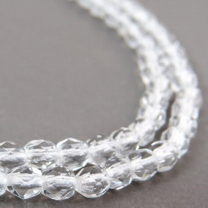 Fire Polish Faceted Round - 4mm - Crystal (strand)